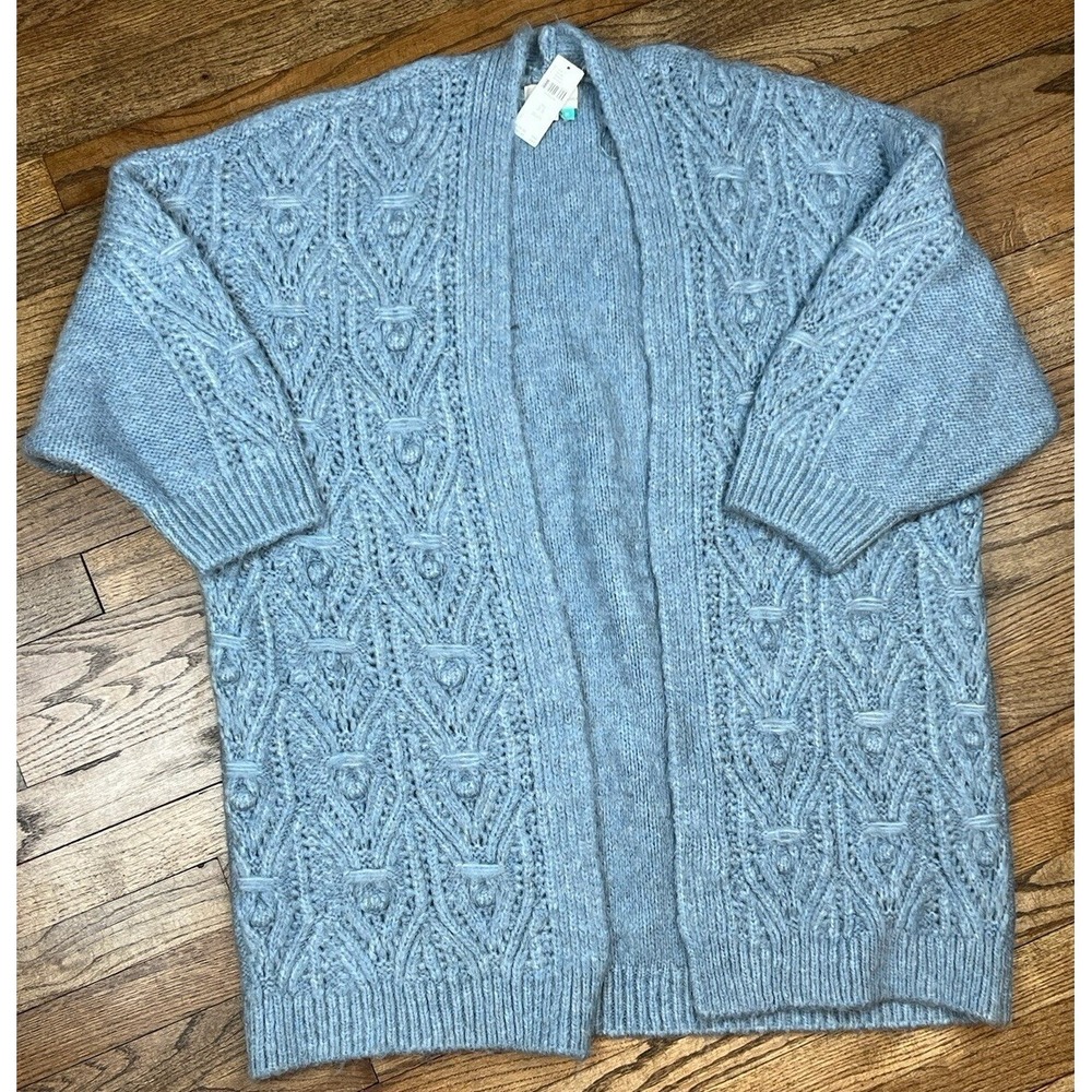 NWT Anthropologie Chunky Knit Open Cardigan Sweater‎ Blue Men's Sz 3XL